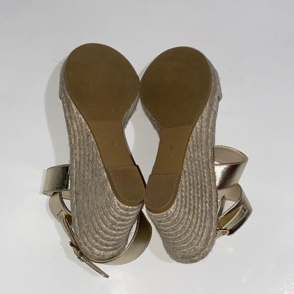 Stuart Weitzman Wedge Sandals Lexia Leather Ankle Strap Shoes Women's 10.5 $375